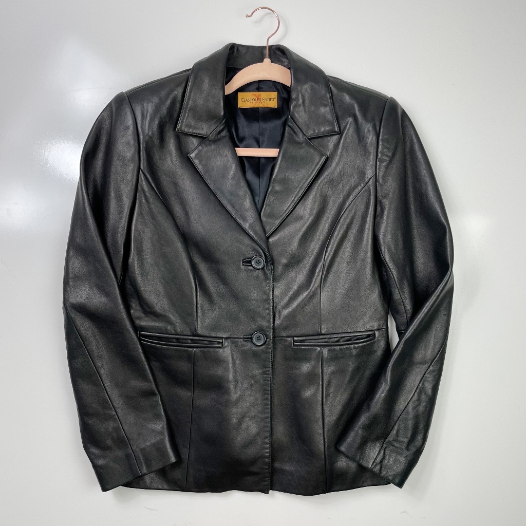 Classiques Entier Vintage Y2k Black Soft Leather Blazer Style Jacket